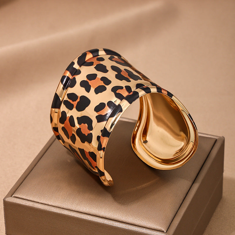 Wild Leopard Metal Cuff Bracelet for Women - Perfect for Parties and Nightlife