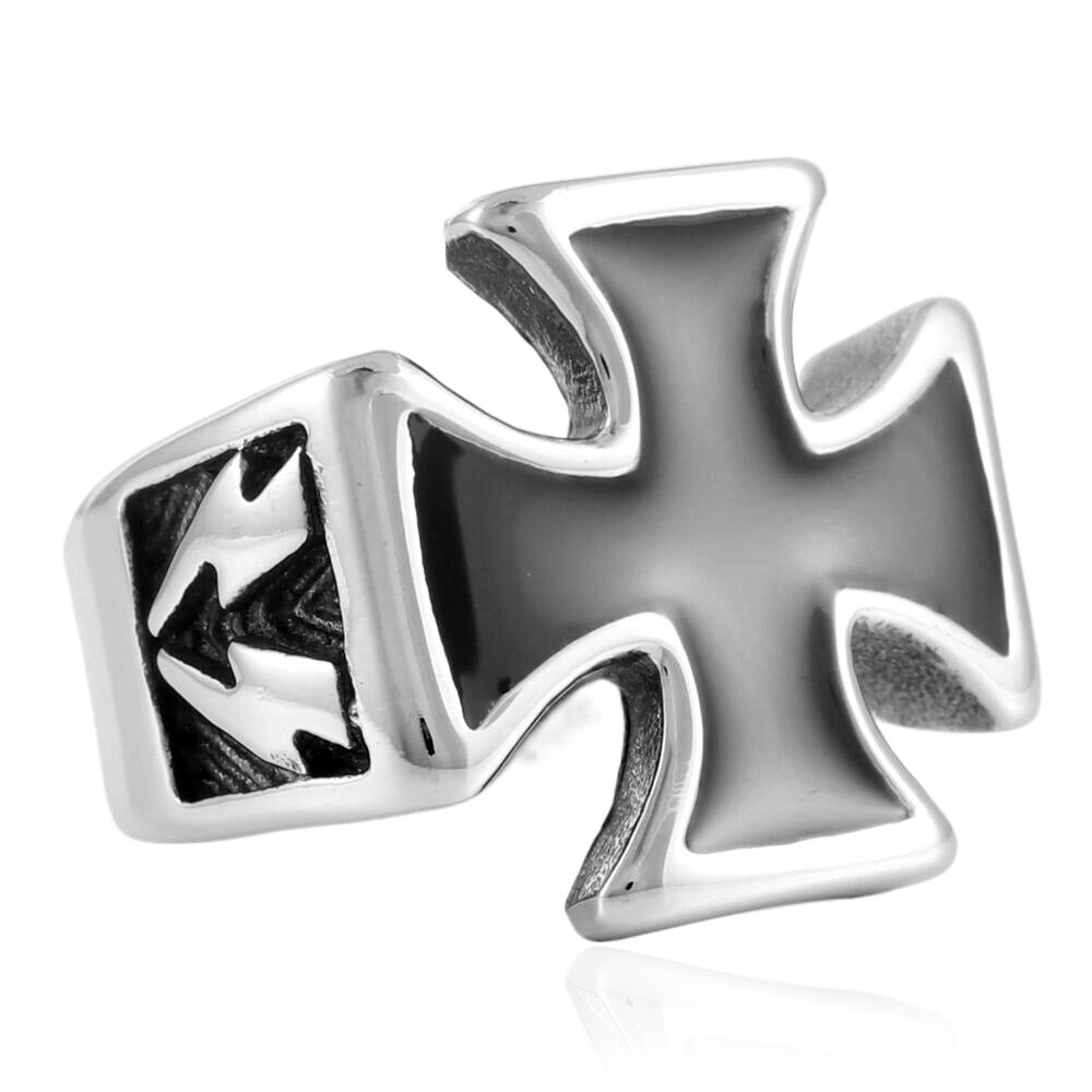 Personalized Retro Titanium Steel Cross Ring for Men - Trendy Epoxy Accessory