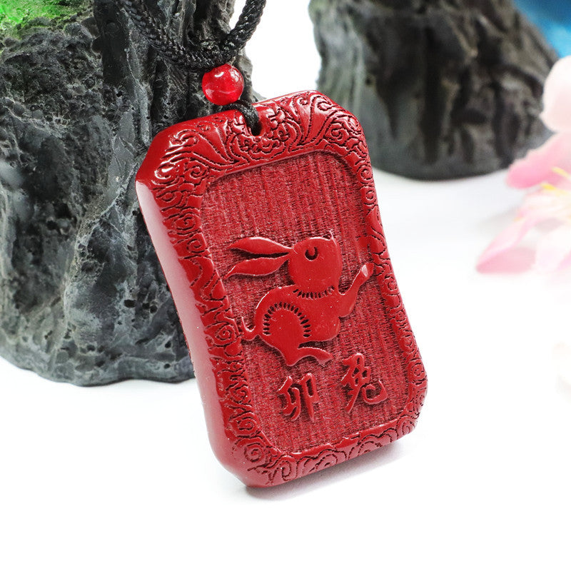 Cinnabar Rabbit Sterling Silver Pendant