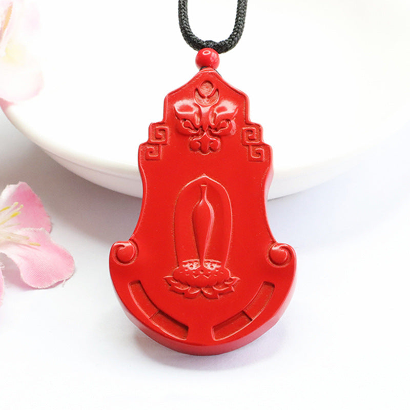 Auspicious Beast Sterling Silver Pendant With Vibrant Cinnabar Stone