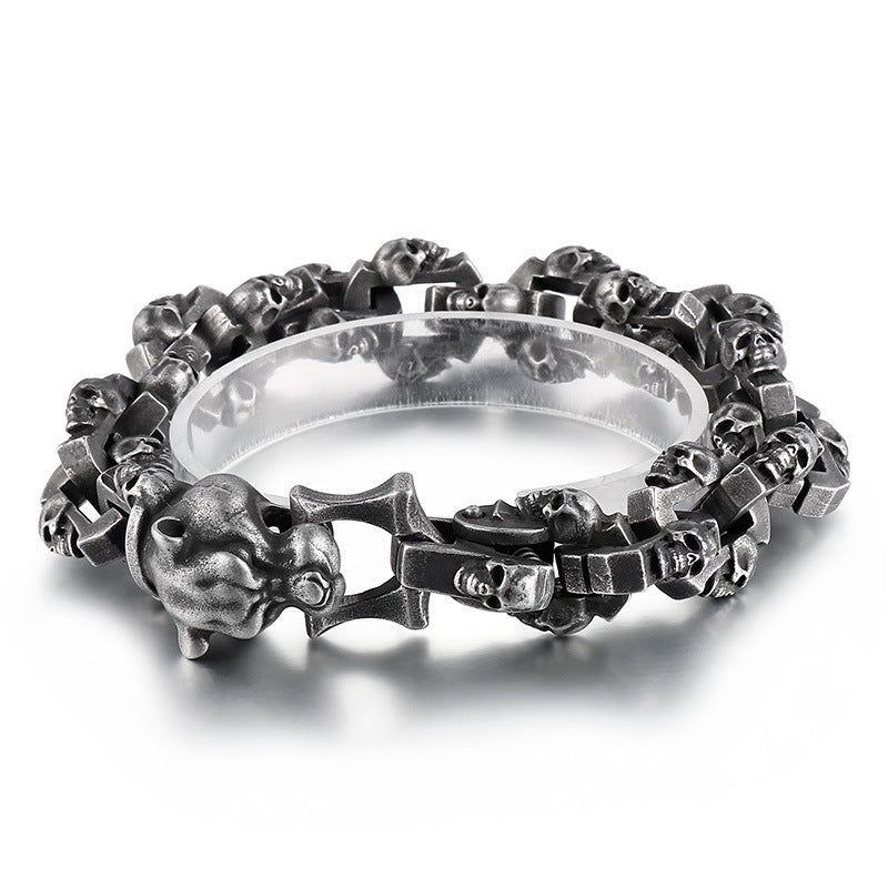 Edgy Retro Leopard Head Bracelet for Men - Halloween-Inspired Titanium Steel Accessory