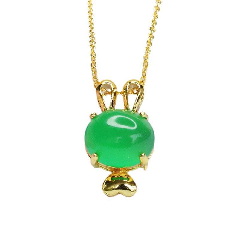 Green Chalcedony Rabbit Pendant from the Ice Emperor Collection