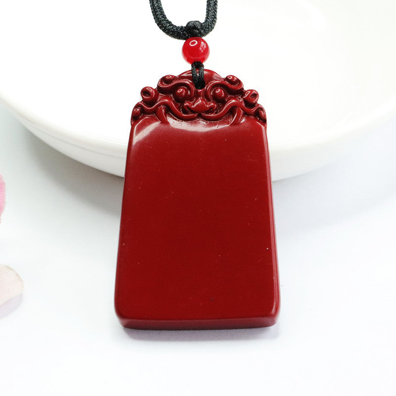 Majestic Pixiu Fortune Sterling Silver Pendant with Cinnabar Stone