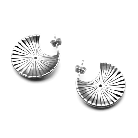 Vintage-Inspired Dual-Purpose C-Shaped Fan Earrings in Titanium Steel for Women