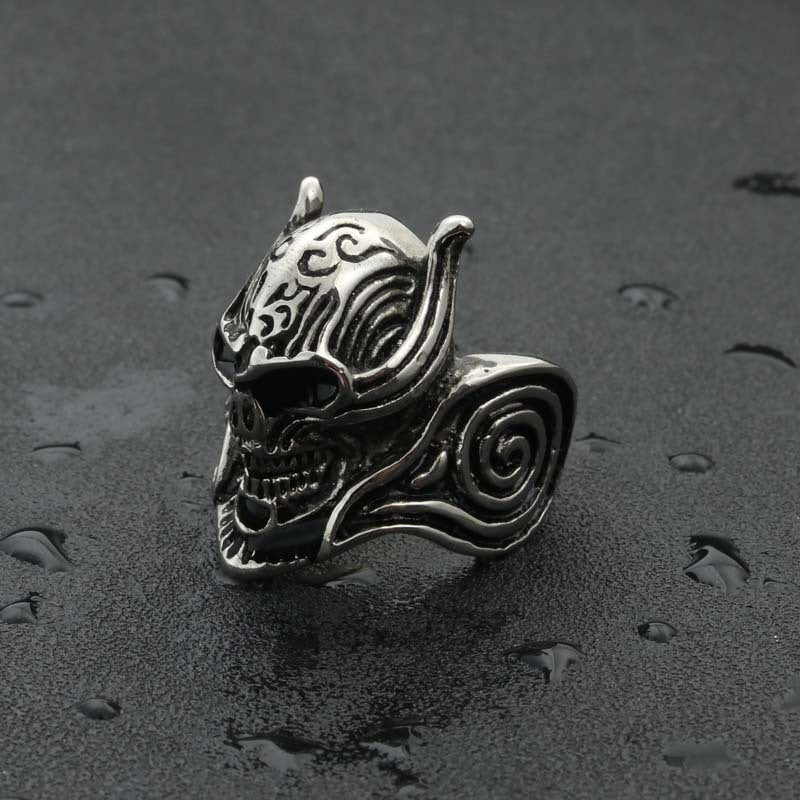 Titanium Steel Punk Skull Throne Ring for Men - Retro Hipster Jewelry Direct from Manufacturer