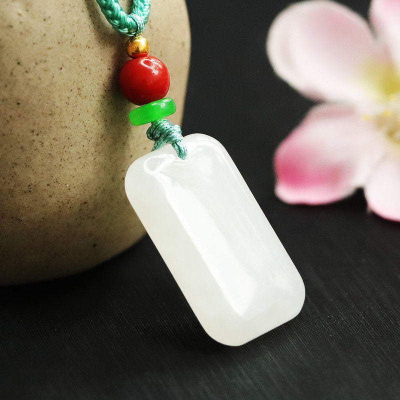 Elegant Hetian Jade Rectangle Pendant from the Fortune's Favor Collection