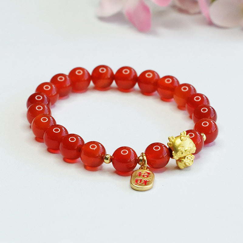 Dragon Zodiac Red Agate Bracelet for Prosperity and Luck