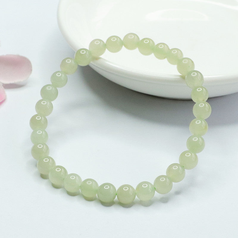 Light Green Jade Bracelet with Sterling Silver Clasp