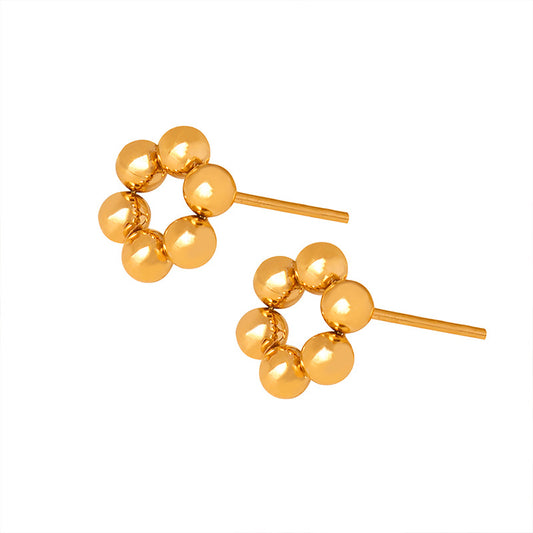 Steel Ball Flower Shape Earrings for Women by Planderful Collection - Everyday Genie Series