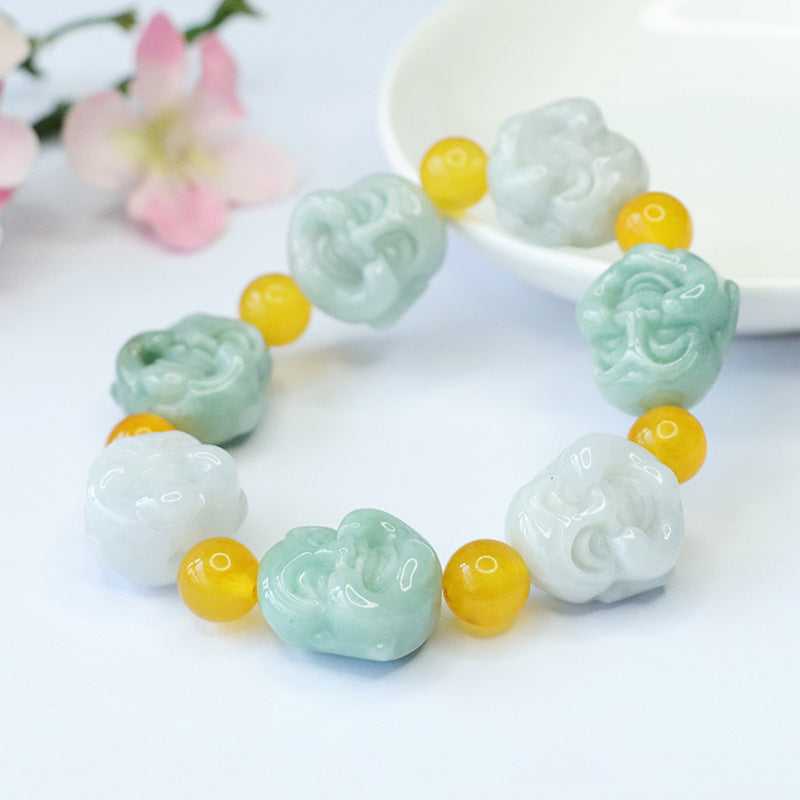 Myanmar Jade Sterling Silver Buddha Bracelet