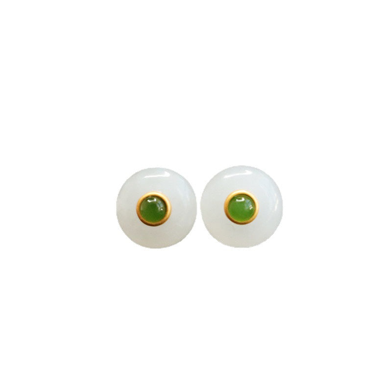 White and Green Jade Sterling Silver Earrings - Fortune's Favor Collection