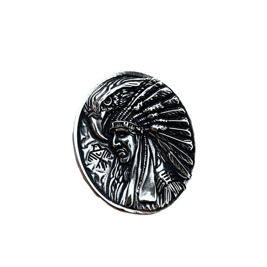 Vintage Titanium Steel Indian Chief Pendant for Men - Eagle Design Jewelry