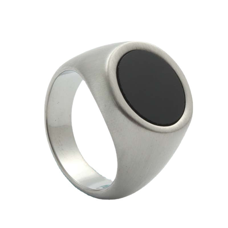 Retro Titanium Steel Epoxy Ring for Men - Trendy Stainless Steel Accessory Direct from Manufacturer