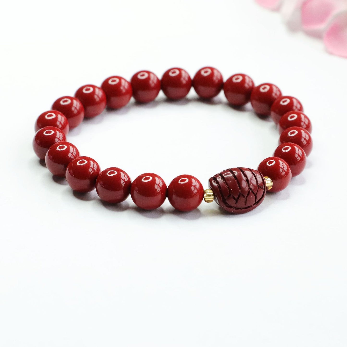 Cinnabar Stone Sterling Silver Bracelet from Planderful Collection