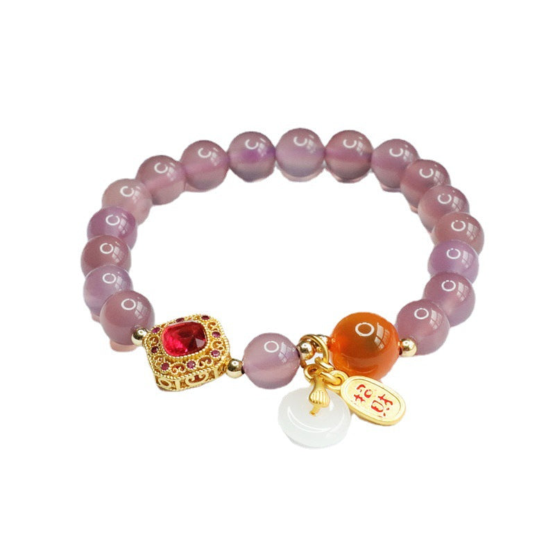 Purple Chalcedony and Red Agate Bracelet