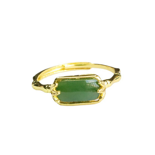 Fortune's Favor Hetian Jade Bamboo Jasper Finger Ring