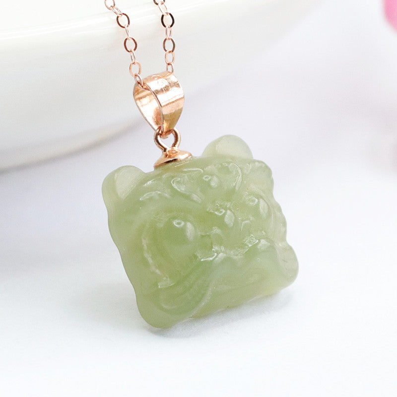 S925 Sterling Silver Green Jade Pixiu Necklace in Fortune's Favor Collection