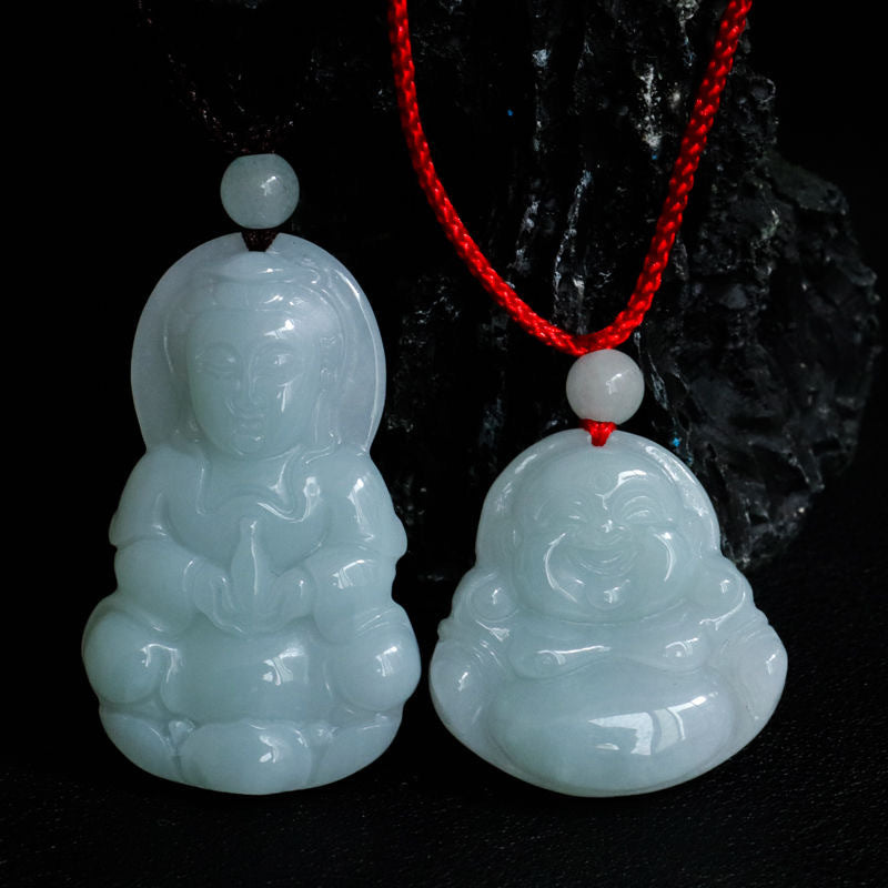 Authentic Natural Jade Pendant, Myanmar Jade Buddha Guanyin