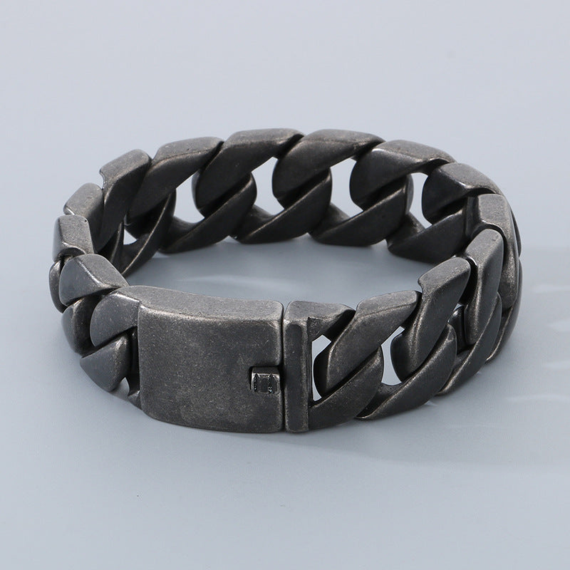 Trendy High-Texture Polished Titanium Steel Cuban Chain Bracelet for Men