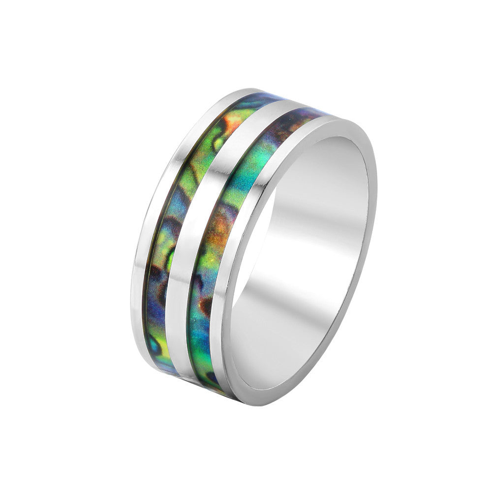 Colorful Shell Women's Titanium Steel Ring