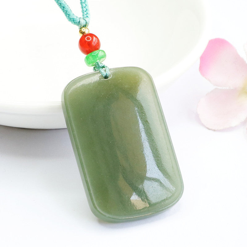 Natural Hetian Jade Necklace Pendant in Sterling Silver