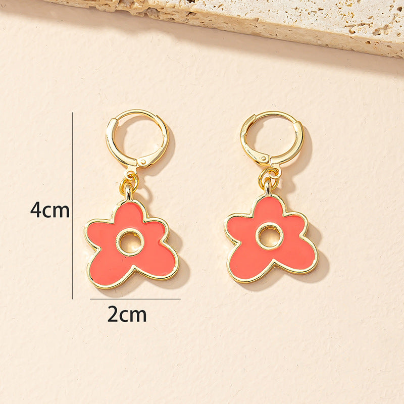 Sen Series Dripping Oil Hollow Flower Earrings with Unique Design