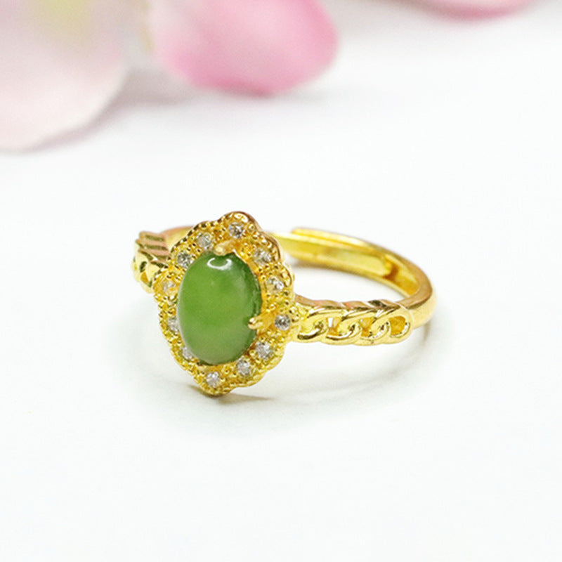 Fortune's Jade Zircon Chain Ring