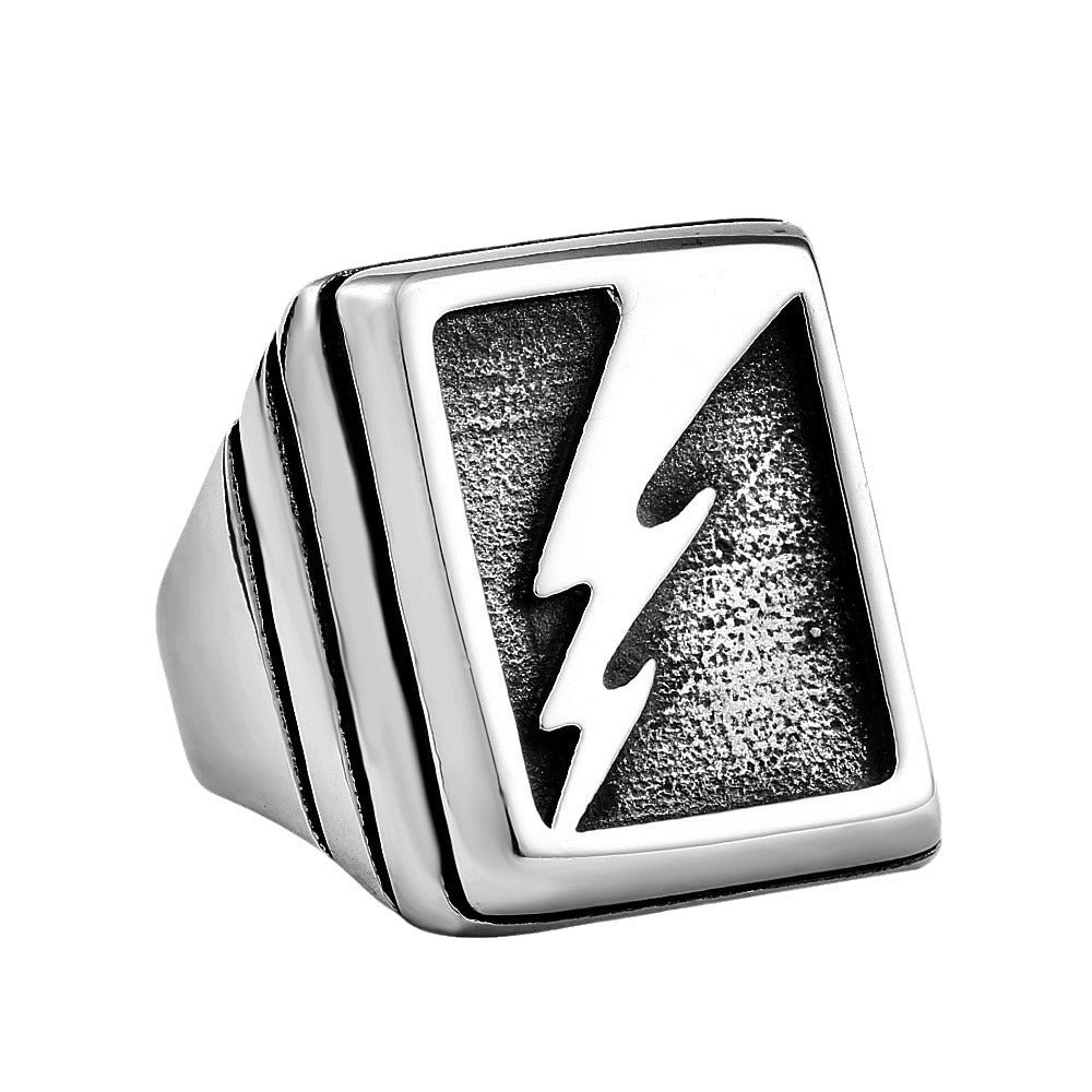 Men's Trendy Goro Takahashi Lightning Ring - Japanese and Korean Wholesale Jewelry in Titanium Steel