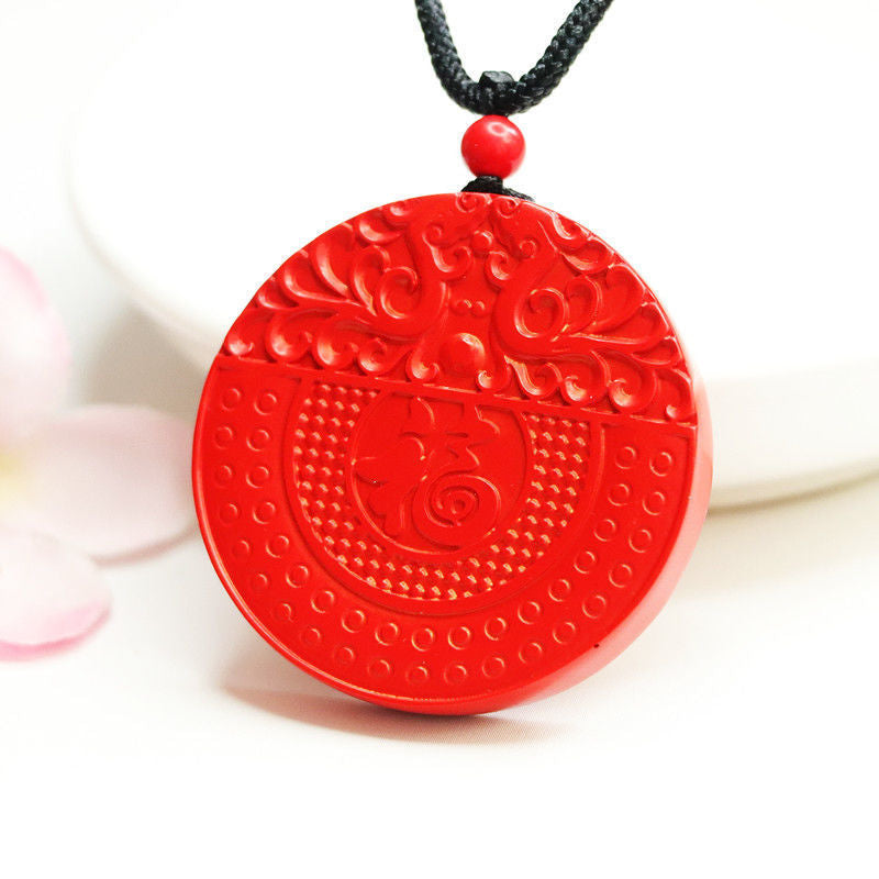 Cinnabar Blessing Pendant from Benmingnian Jewelry, Red Sand Pendant.