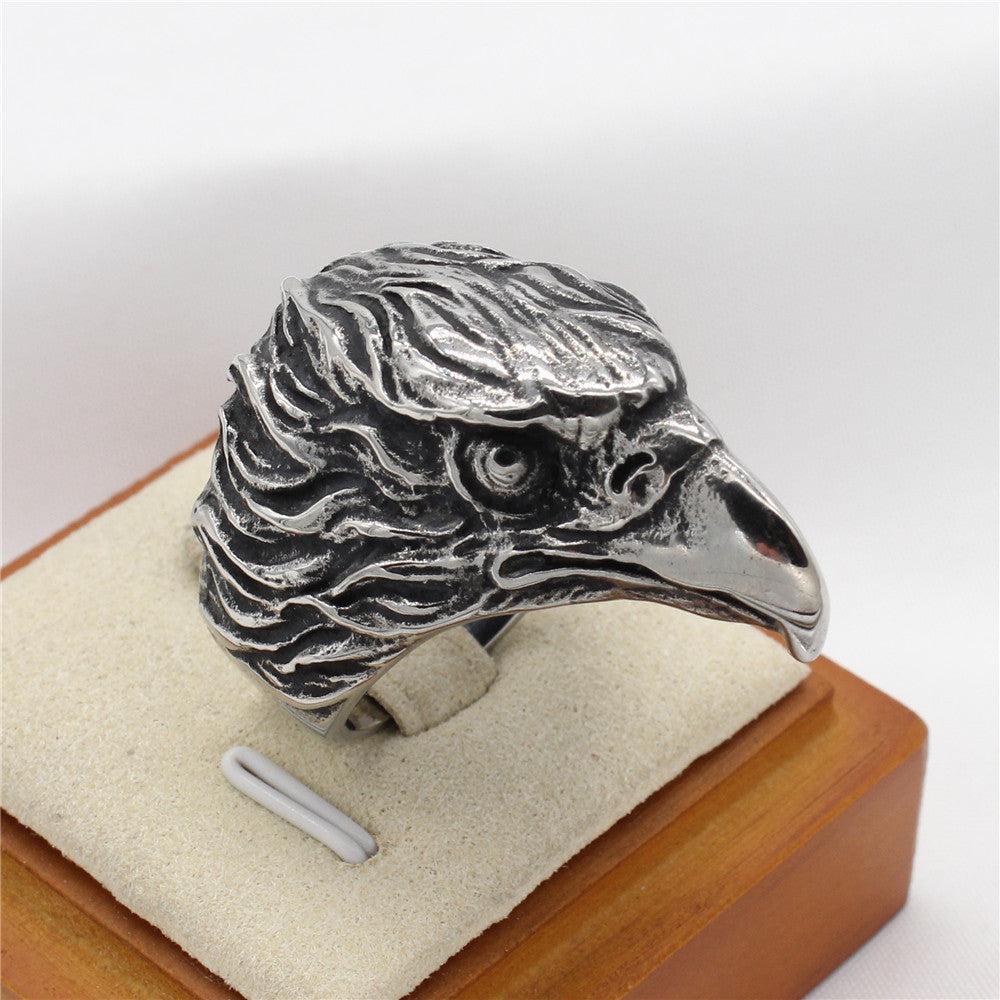 Personalized Retro Eagle Men's Titanium Steel Ring - European & American Wholesale Jewelry