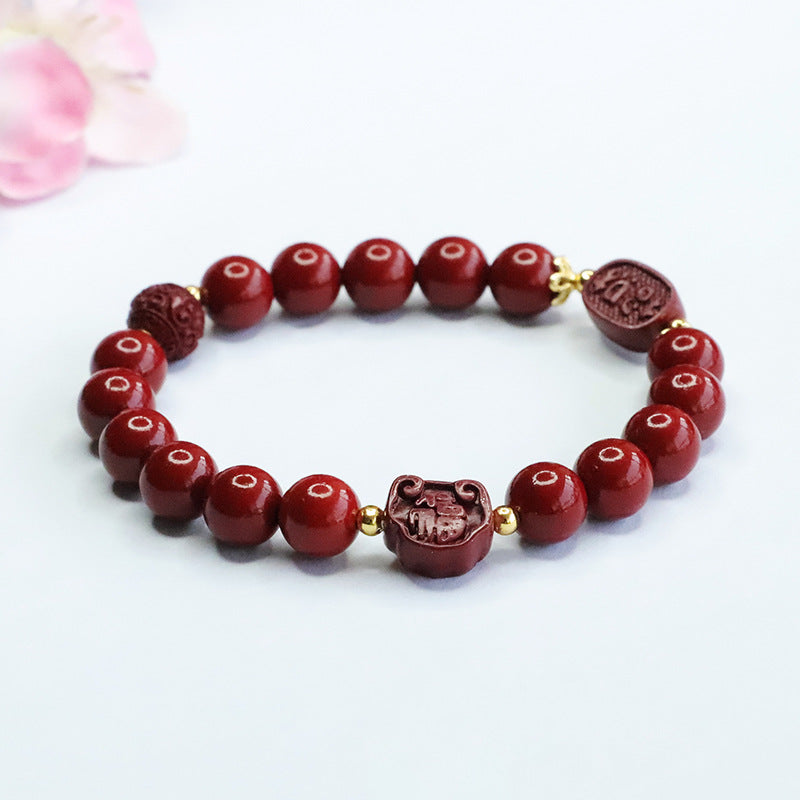 Purple and Gold Cinnabar Stone Bracelet from the Fortune's Favor Collection