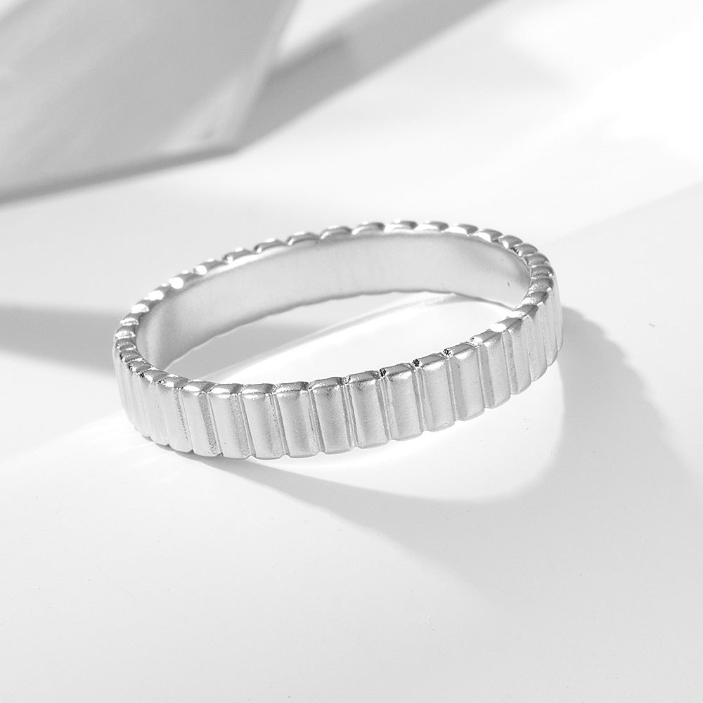 Frosted Striped Sterling Silver Ring