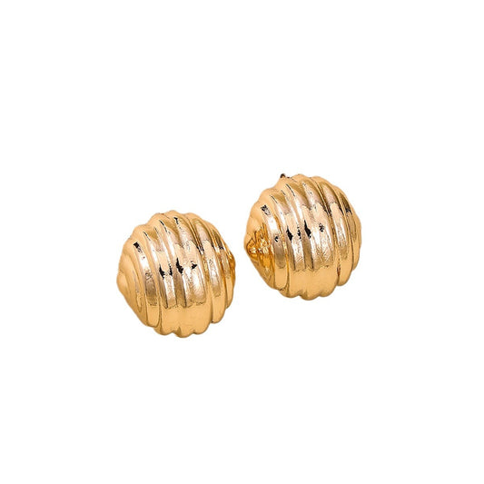 Exaggerated Striped Cross-Face Round Earrings - Vienna Verve Collection