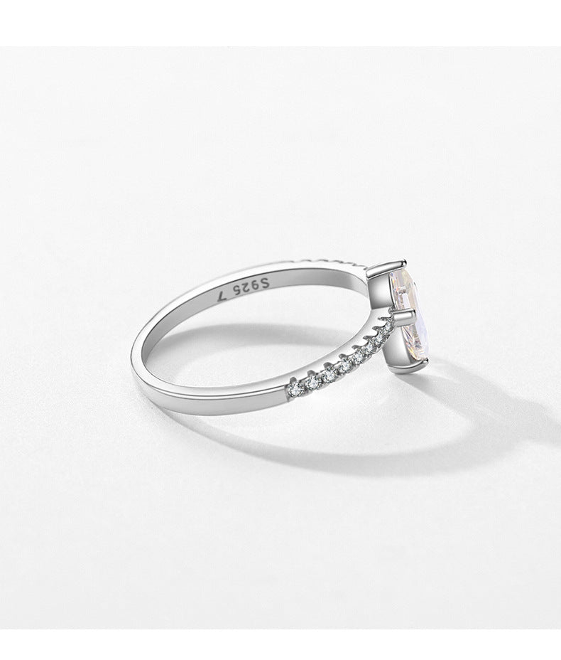 Stylish S925 Sterling Silver Zircon Ring for Women's Everyday Fashion