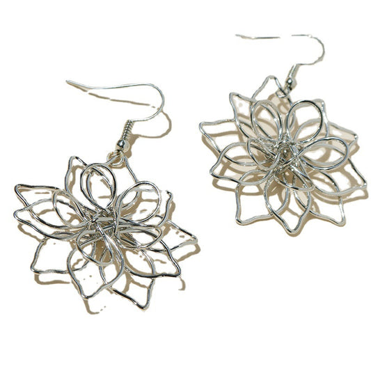 Metal Woven Flower Earrings - Vienna Verve Collection