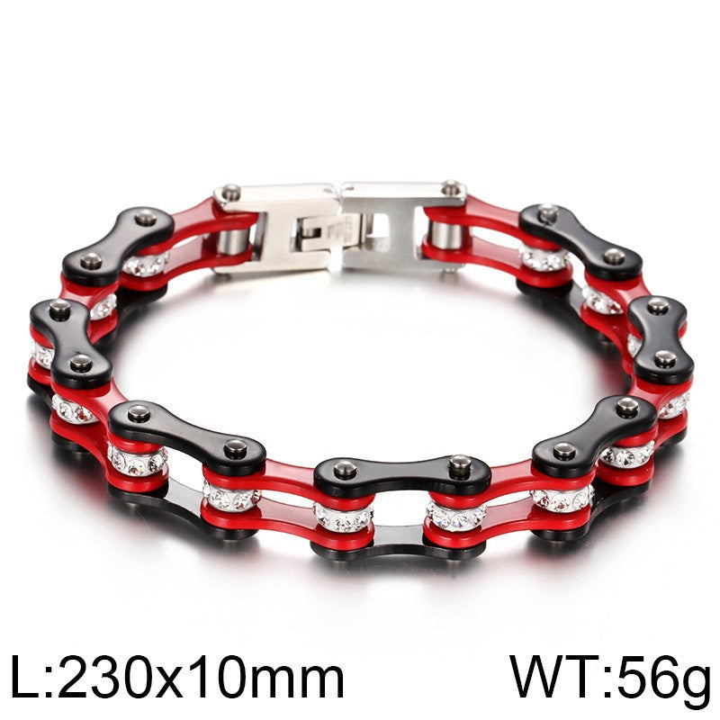 Trendy Men's Titanium Steel Locomotive Bracelet with Zircon Accents