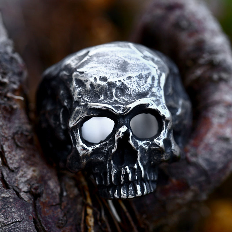 Titanium Steel Skull Ring for Men - Halloween Horror Inspired Cross-Border Wholesale Accessory