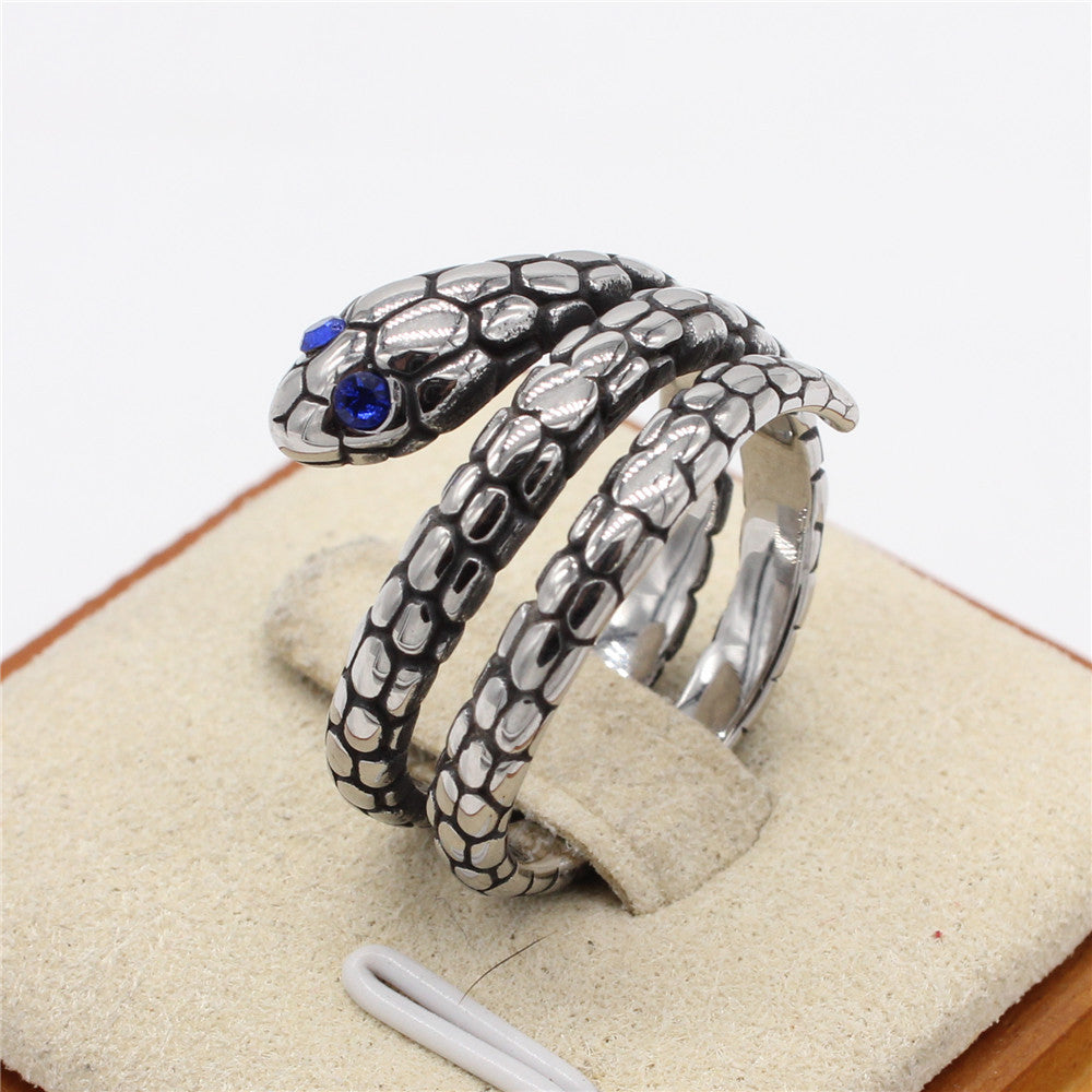 Retro Fashion Snake Titanium Steel Ring for Men