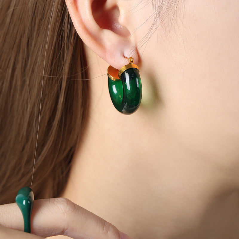 Extravagant Geometric Resin Earrings - Chic Vintage Style Jewelry for Women