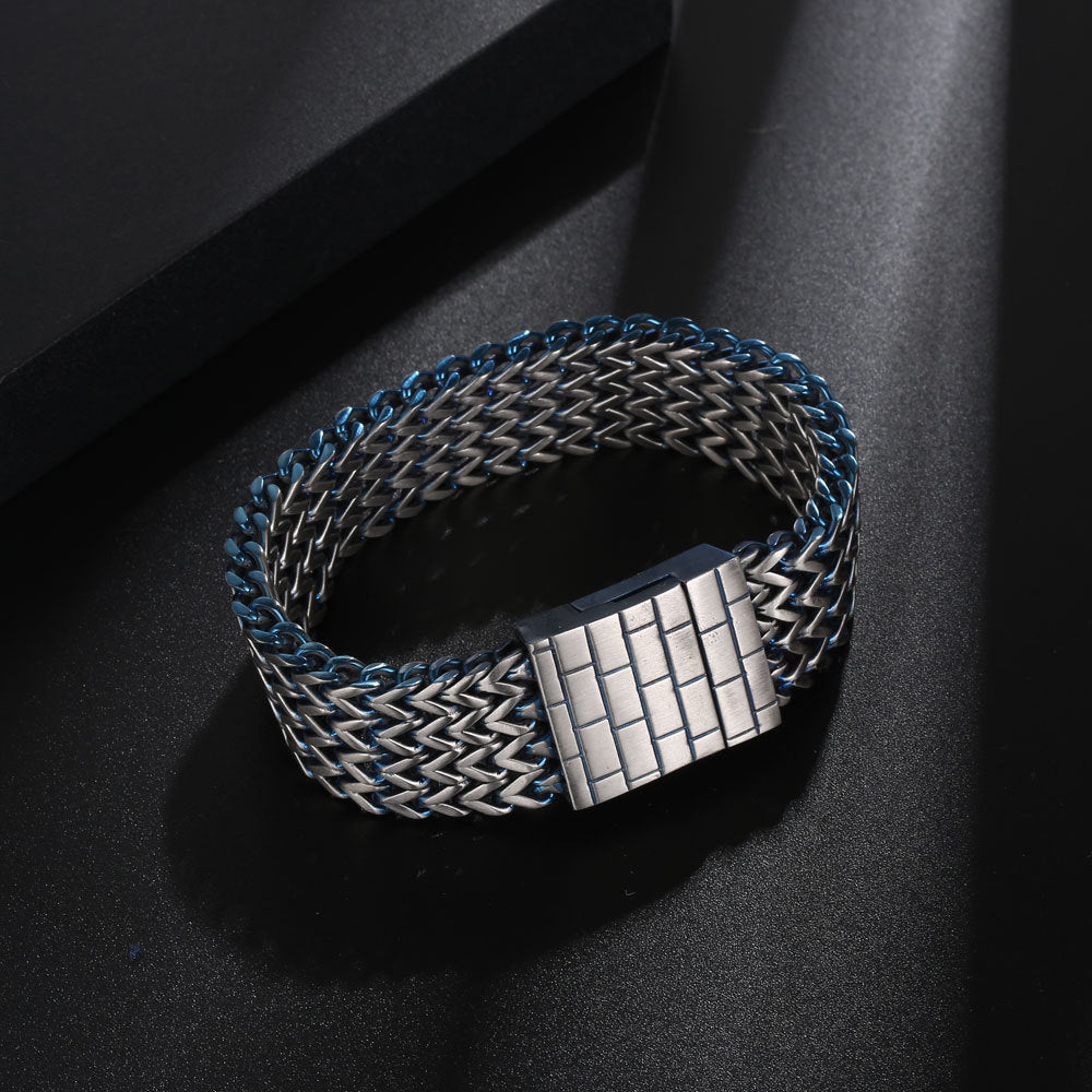 Men's Fashionable Wide Titanium Steel Square Bracelet - Stylish Cross-Border Accessory