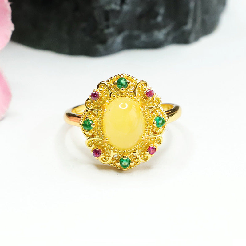 Amber Honey Wax Ring in Palace Style Jewelry Collection