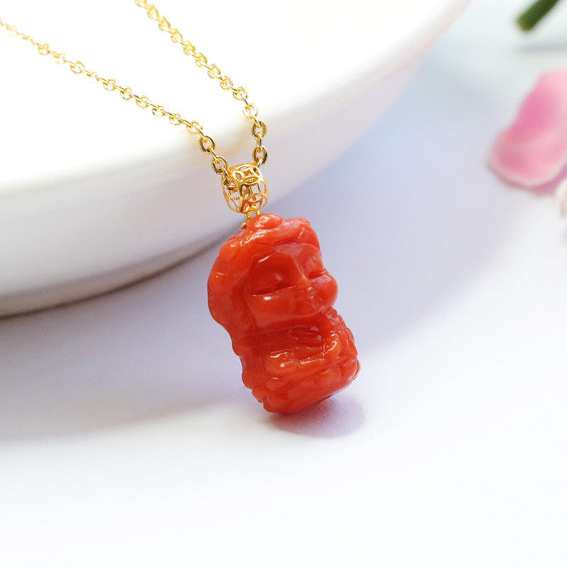 Red Agate Baby Tara Buddha Sterling Silver Necklace from Fortune's Favor Collection