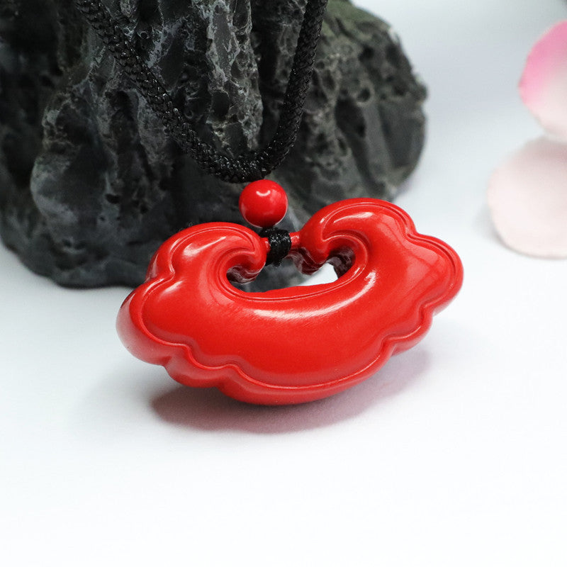 Auspicious Cinnabar Stone Ruyi Pendant