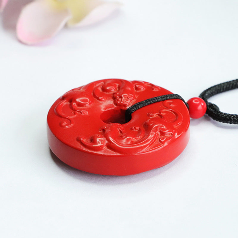 Cinnabar Safety Buckle Pendant Red Sand Carving Pixiu Pendant