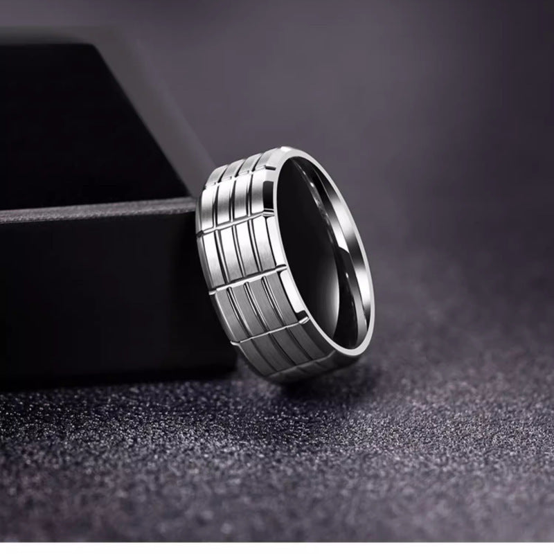 Stainless Steel Men's Ring with Black Plating Technology - Everyday Genie Collection