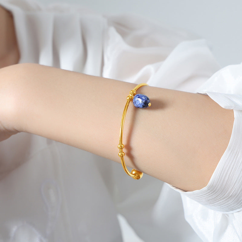 Golden Agate Bracelet with Exclusive Opening Design