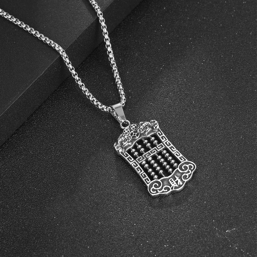 Titanium Steel Nostalgic Lucky Pendant Necklace for Stylish Men