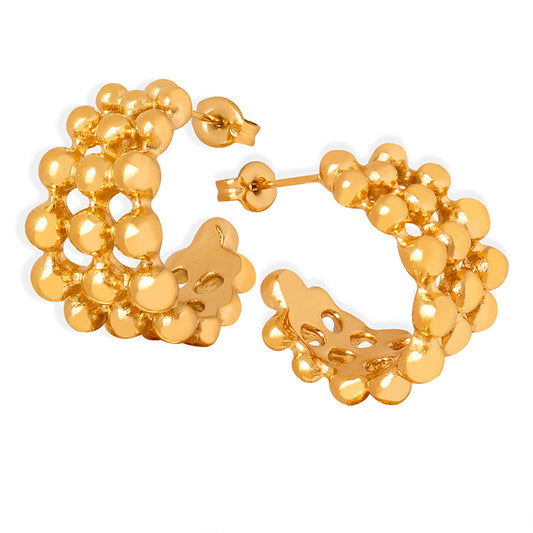 Exquisite Gold-Plated Metal Ball Beaded Earrings