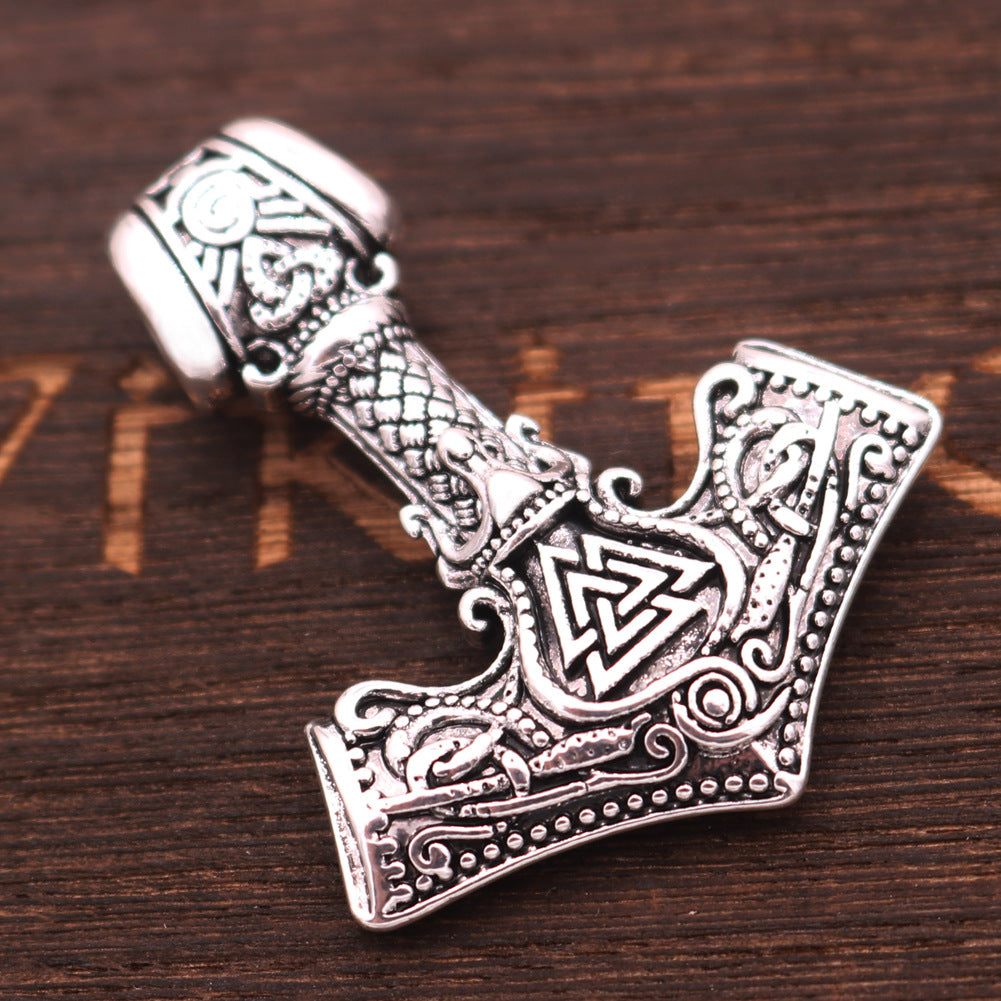 Viking Odin Thunder God Hammer Pendant Necklace - Premium Norse Legacy Collection