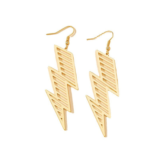 Geometric Lightning Hollow Earrings - Vienna Verve Collection